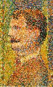 Georges Seurat Detail from La Parade  showing pointillism oil painting